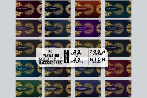20 Variation Mandala Art Background Set: Graphics & Backgrounds