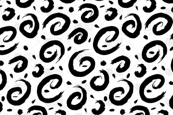 Black Curlicues Grunge Seamless Pattern: Graphics & Patterns for Local Branding