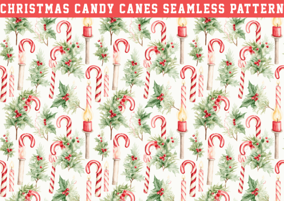 Christmas Candy Cane Seamless Pattern Graphics Review