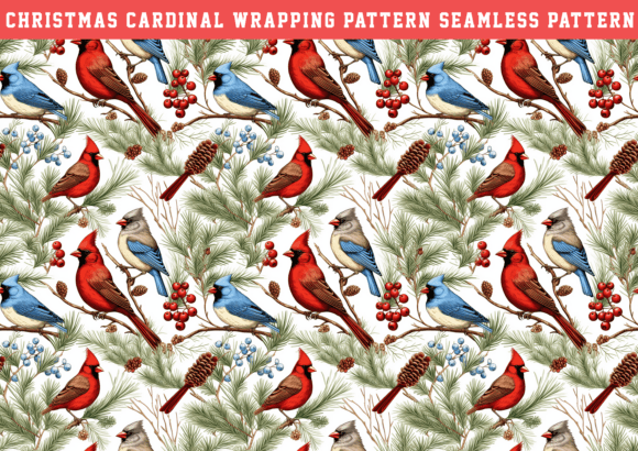 Christmas Cardinal Wrapping Pattern