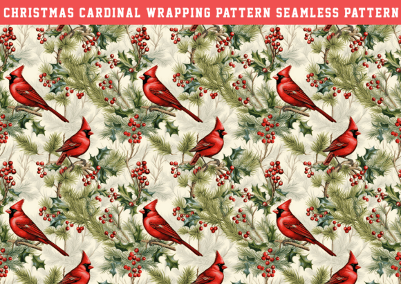 Christmas Cardinal Wrapping Seamless Graphics & Patterns
