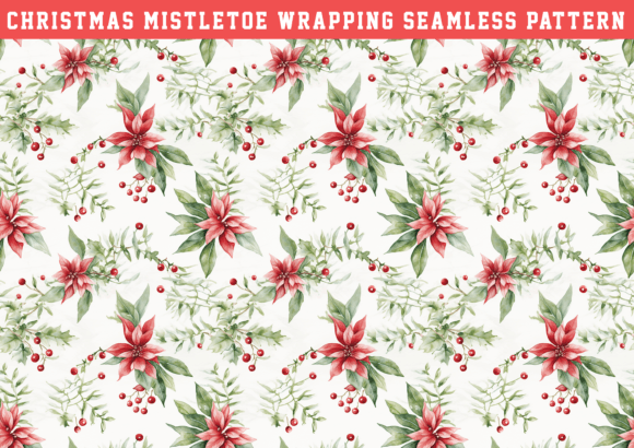 Christmas Mistletoe Wrapping Pattern for Graphics & Patterns
