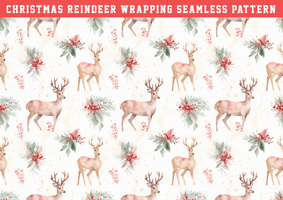 Christmas Reindeer Wrapping Seamless: Graphics & Patterns