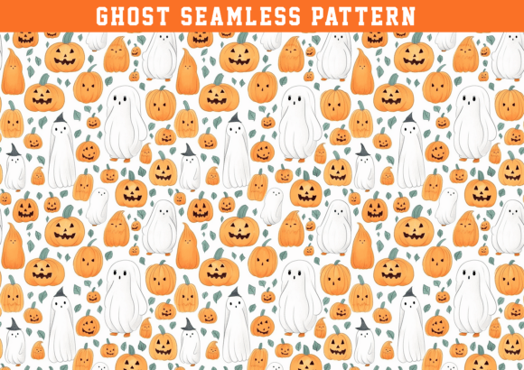 Ghost Halloween Seamless Pattern