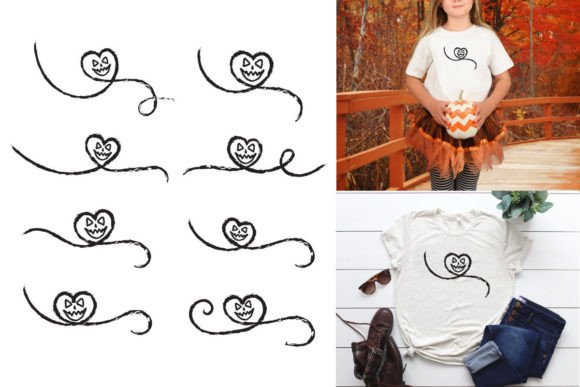 Halloween Heart Lines Pumpkin Face SVG