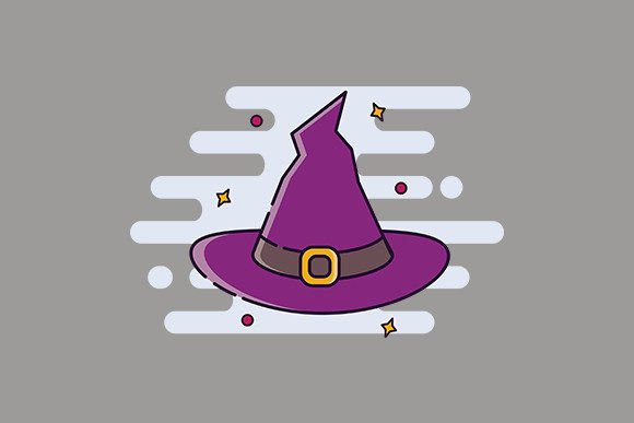 Halloween Icon Witch Hat Flat Design