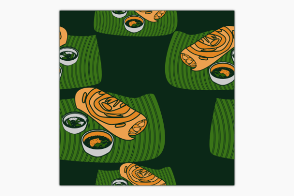 Indian Masala Dosa Dark Seamless Pattern: Graphics & Patterns