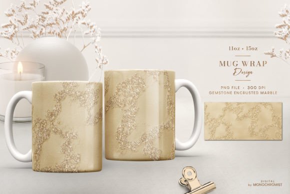 Mug Sublimation Dark Gold Marble Glitter: Print Template Graphics