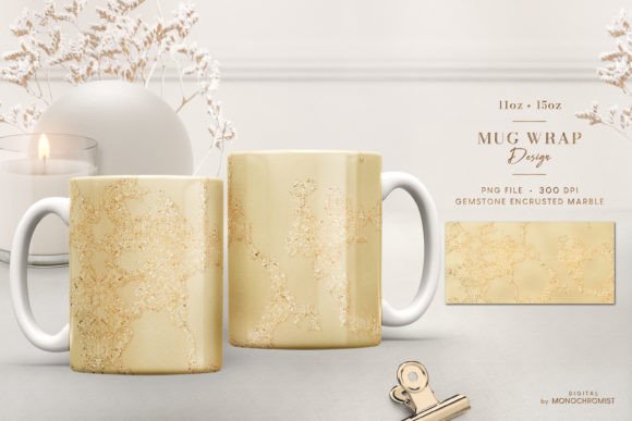 Mug Sublimation Gold Marble Orange Glow Graphics & Print