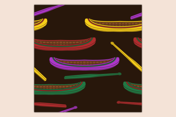 Native America Canoe Paddle Dark Pattern: Graphics & Patterns for Local Branding