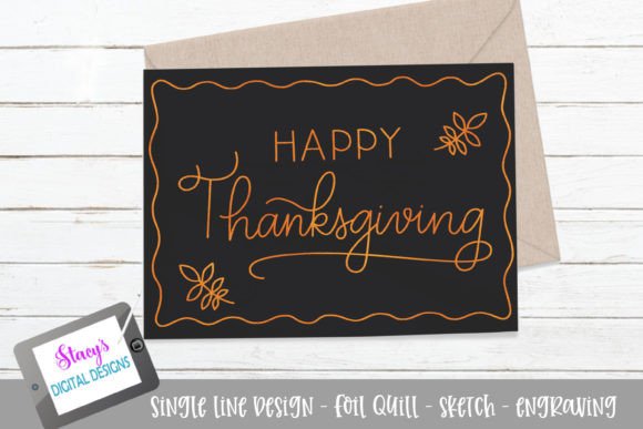 Single Line Happy Thanksgiving Design for Graphics & Crafts