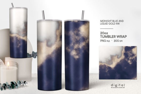 Tumbler Sublimation Blue Alcohol Ink Graphics for Crafts
