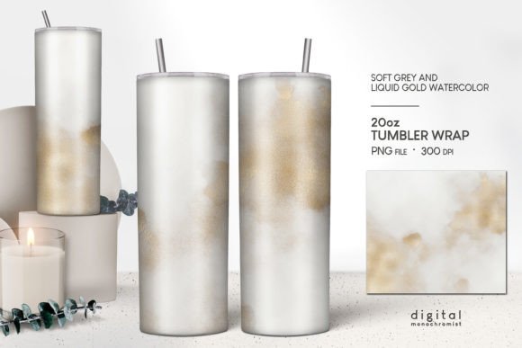 Tumbler Sublimation Grey Watercolor Graphics