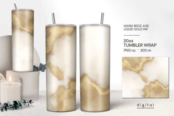 Tumbler Wrap Beige Liquid Gold Ink PNG: Graphics & Crafts