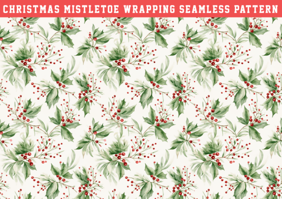 Watercolor Christmas Mistletoe Pattern Graphics Review