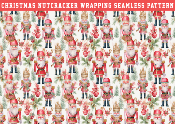 Watercolor Christmas Nutcracker Pattern as Graphics