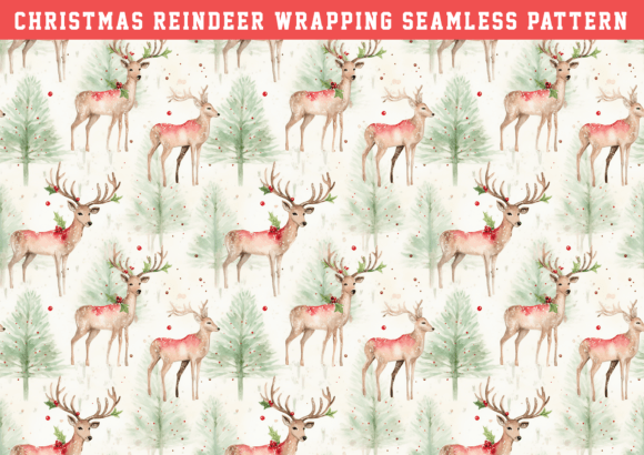 Watercolor Christmas Reindeer Pattern: Graphics & Design Review