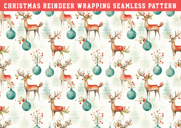 Watercolor Christmas Reindeer Seamles: Graphics & Patterns Review