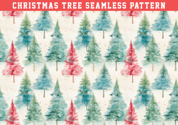 Watercolor Christmas Tree Pattern: Graphics & Patterns Review