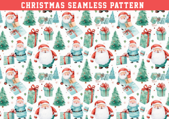 Watercolor Santa Claus Pattern: Graphics & Design Review